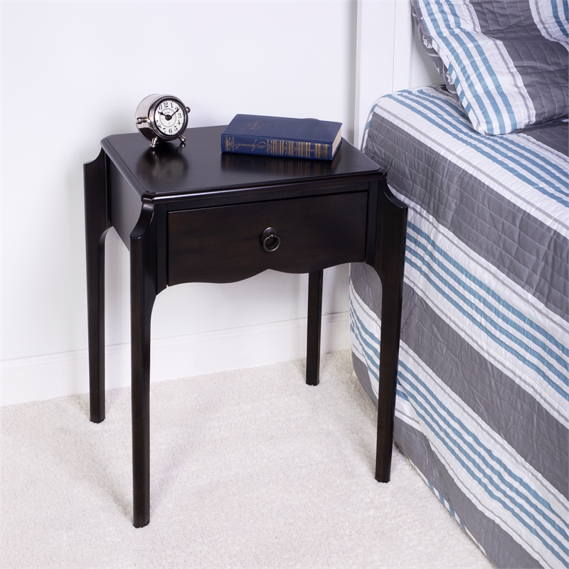 Home Square Transitional Wood Nightstand in Dark Brown - Set of 2