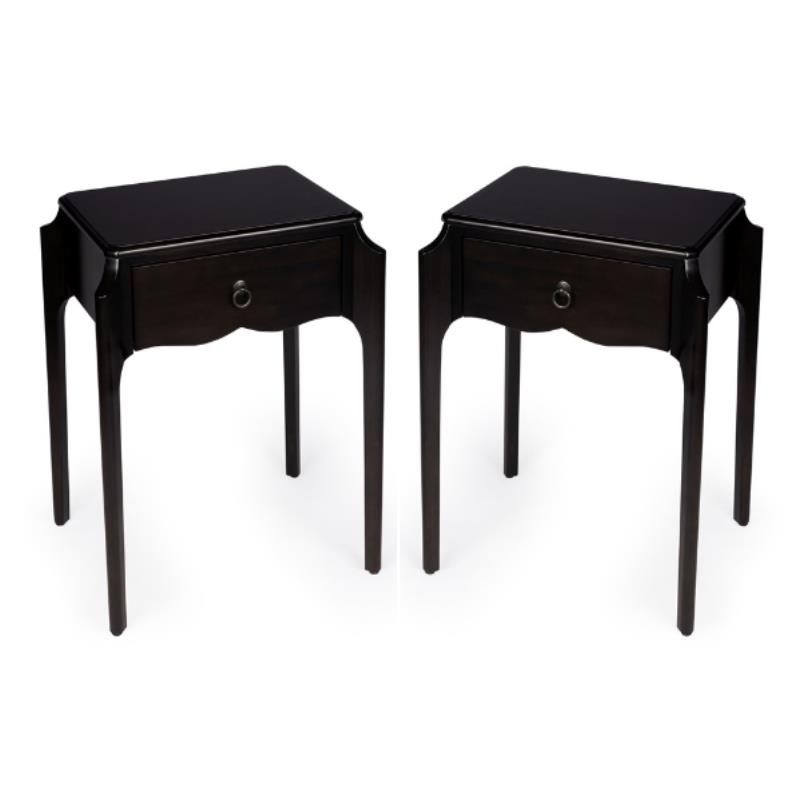 Home Square Transitional Wood Nightstand in Dark Brown - Set of 2