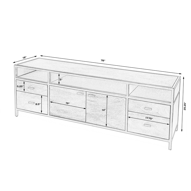 Home Square 3-Piece Set with Storage TV Stand and 2 End Tables