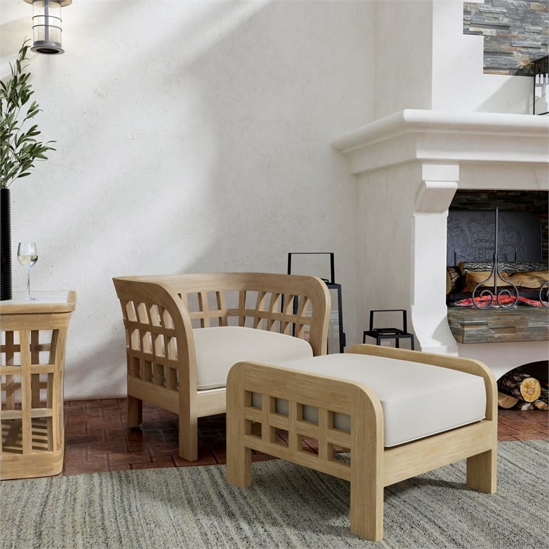 Home Square Outdoor Lounge Chair in Natural Finish - Set of 2