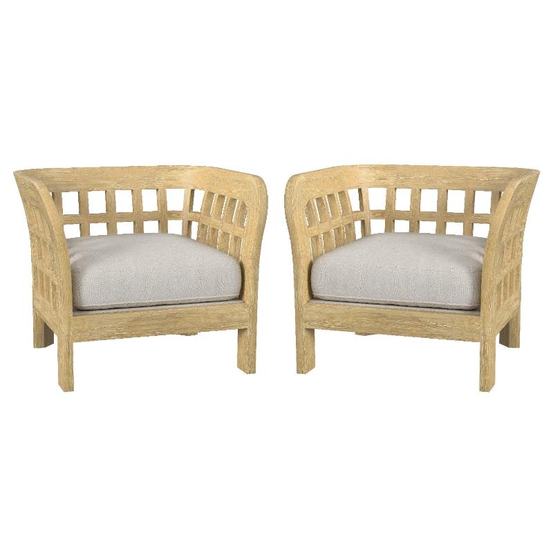 Home Square Outdoor Lounge Chair in Natural Finish - Set of 2