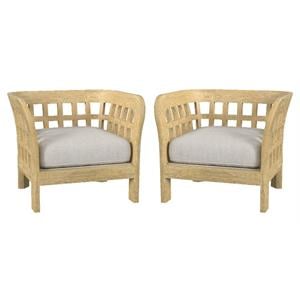 Home Square Outdoor Lounge Chair in Natural Finish - Set of 2