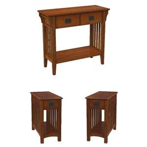Home Square 3-Piece Set with Console Table and 2 Side Tables in Brown