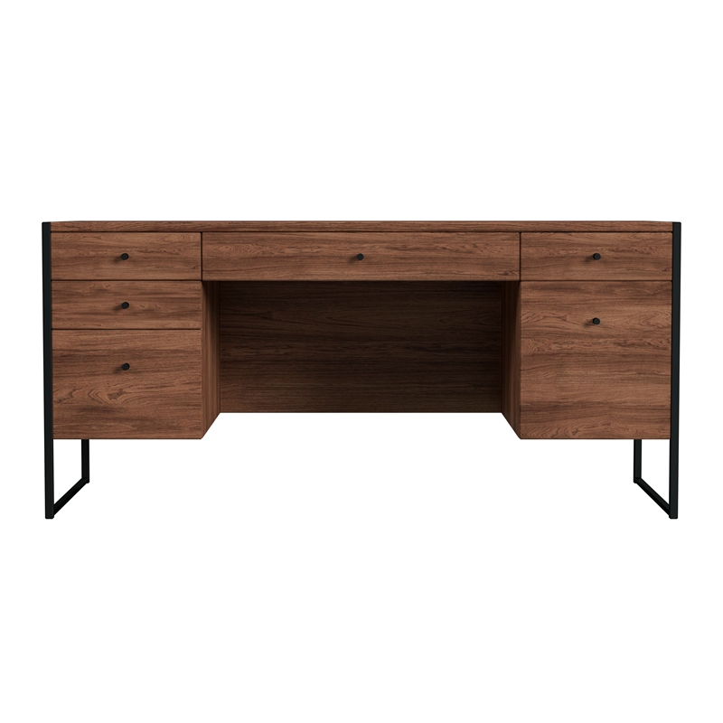 Home Square 2-Piece Set with File Cabinet and 2-Drawer Wood Writing Desk