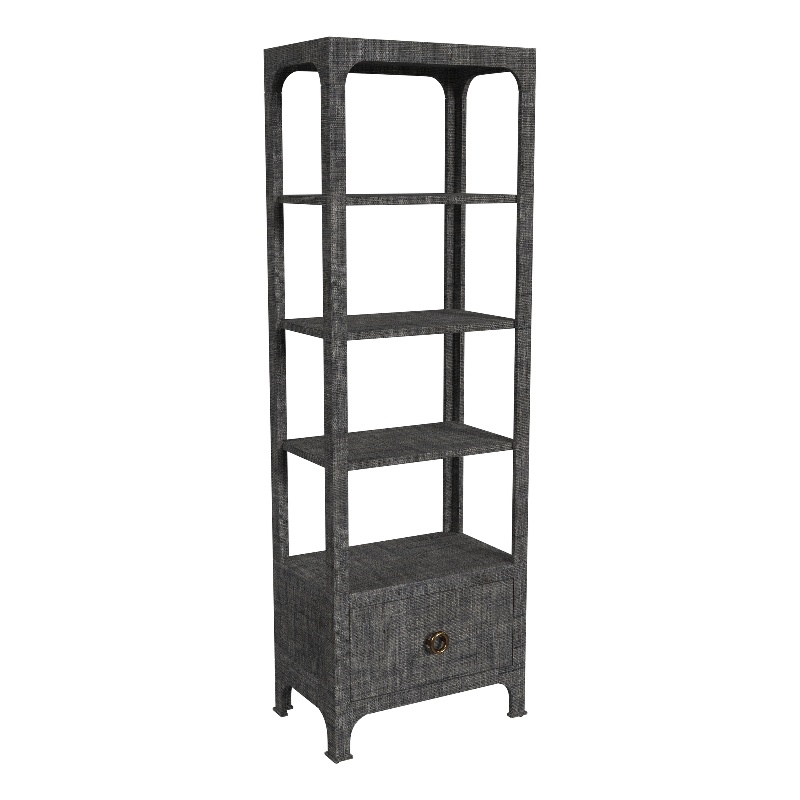 Home Square Solid and Engineered Wood Bookcase in Charcoal - Set of 2