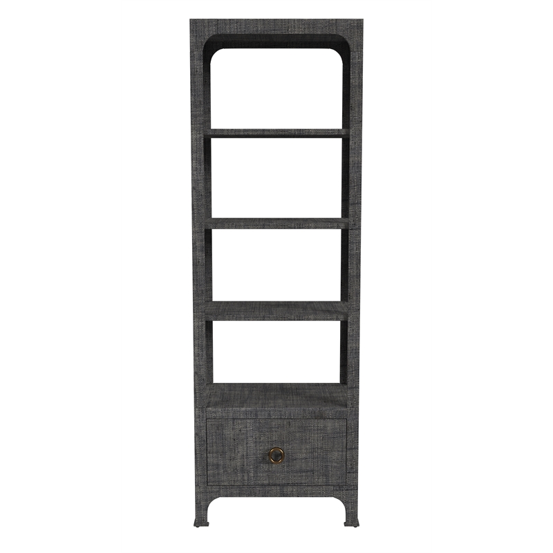 Home Square Solid and Engineered Wood Bookcase in Charcoal - Set of 2
