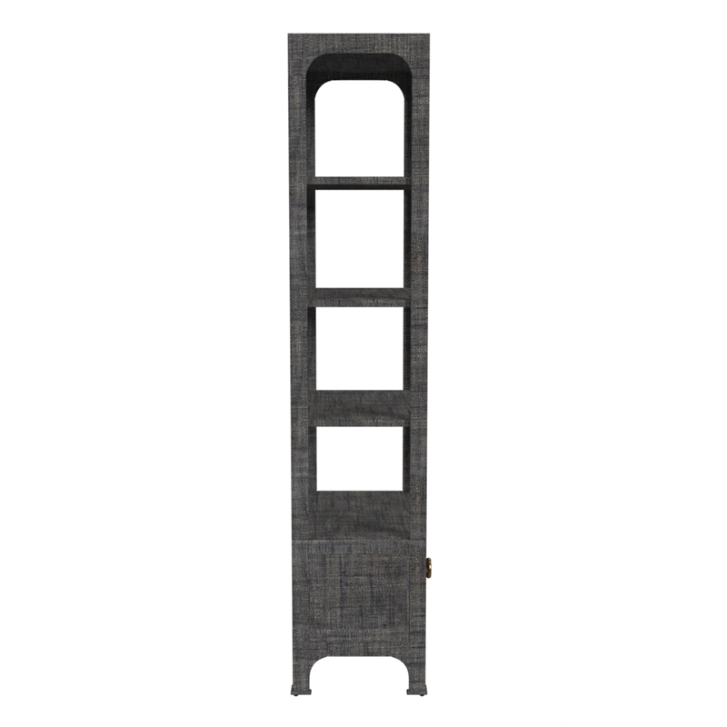 Home Square Solid and Engineered Wood Bookcase in Charcoal - Set of 2