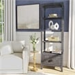 Home Square Solid and Engineered Wood Bookcase in Charcoal - Set of 2