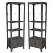 Home Square Solid and Engineered Wood Bookcase in Charcoal - Set of 2