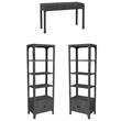 Home Square 3-Piece Set with 2-Drawer Desk and 2 Bookcases in Charcoal