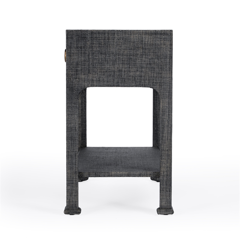 Home Square One Drawer and Lower Shelf Nightstand in Charcoal - Set of 2