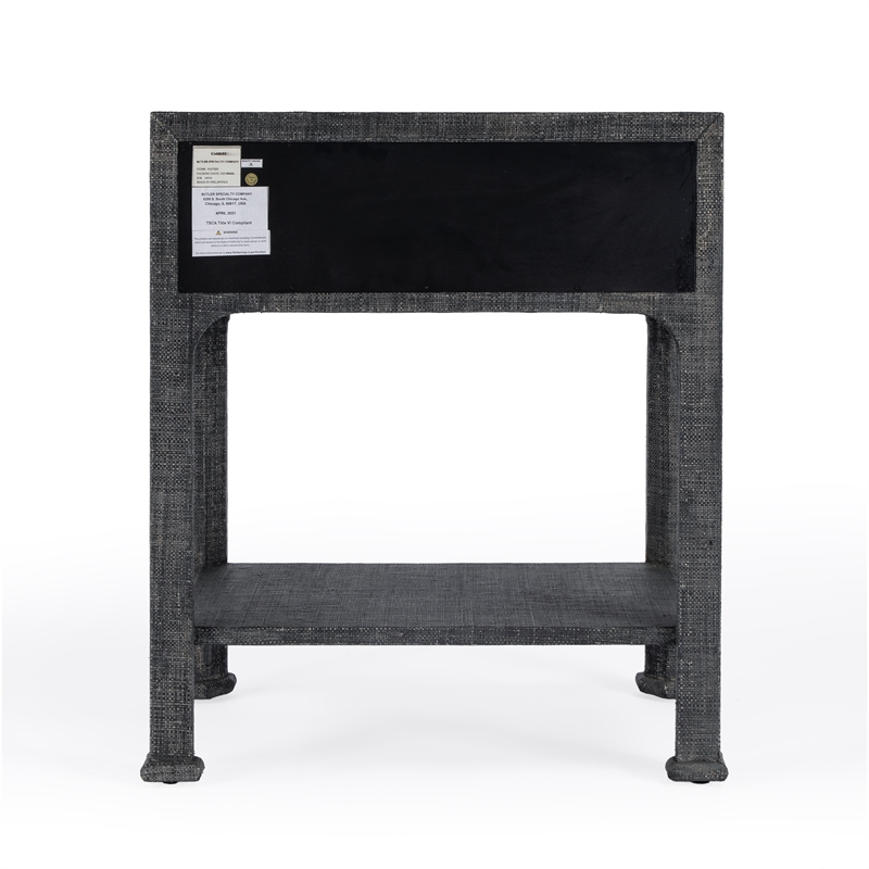 Home Square One Drawer and Lower Shelf Nightstand in Charcoal - Set of 2