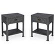 Home Square One Drawer and Lower Shelf Nightstand in Charcoal - Set of 2