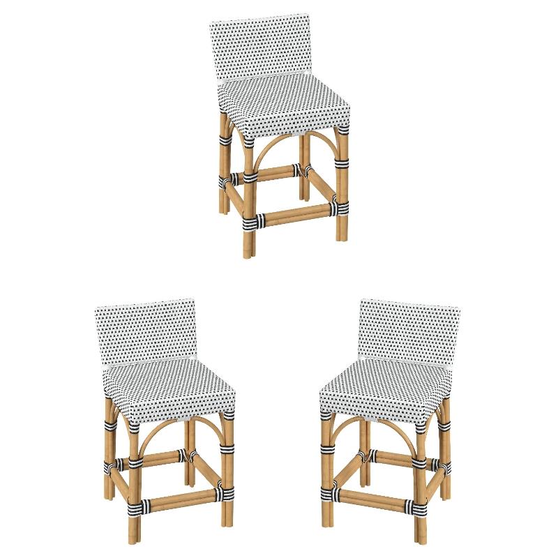 Rattan low deals back counter stool