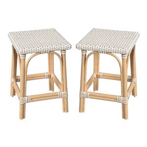 Home Square 24&quotH Rattan Square Counter Stool in Tan - Set of 2