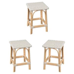 Home Square 24&quotH Rattan Square Counter Stool in Tan - Set of 3