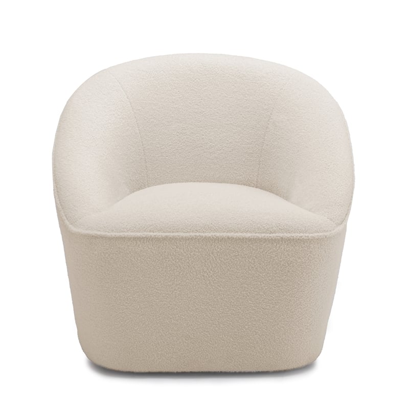 Home Square Polyester Boucle Fabric Swivel Accent Chair in White - Set of 2