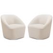 Home Square Polyester Boucle Fabric Swivel Accent Chair in White - Set of 2