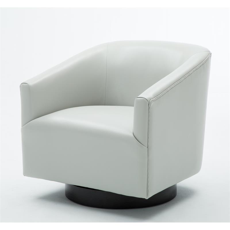 Home Square Faux Leather and Wood Swivel Accent Chair in Dove Gray - Set of 2