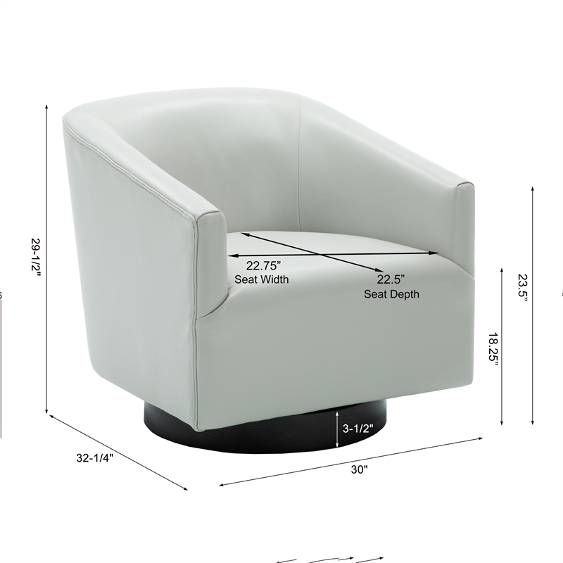 Home Square Faux Leather and Wood Swivel Accent Chair in Dove Gray - Set of 2