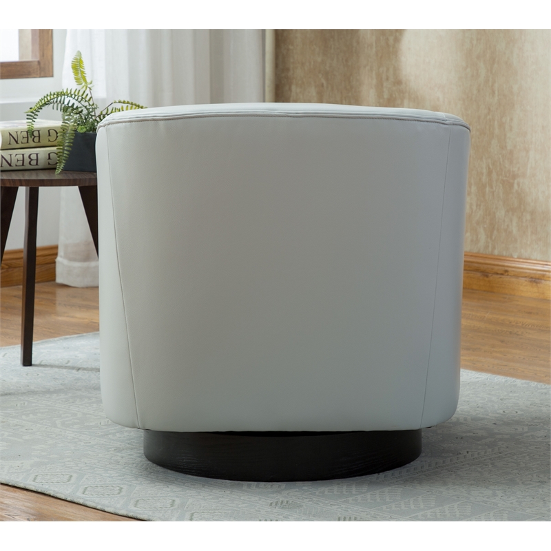 Home Square Faux Leather and Wood Swivel Accent Chair in Dove Gray - Set of 2