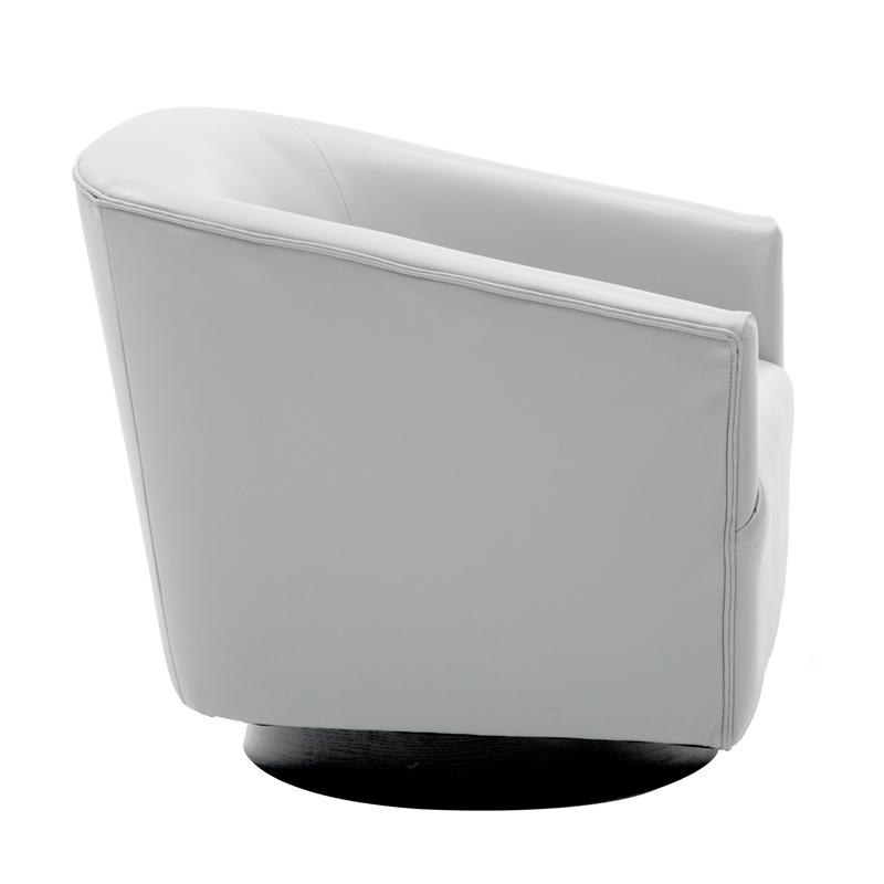 Home Square Faux Leather and Wood Swivel Accent Chair in Dove Gray - Set of 2