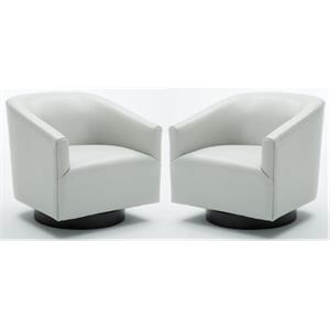 Home Square Faux Leather and Wood Swivel Accent Chair in Dove Gray - Set of 2