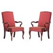Home Square Jacquard Fabric Solid Wood Arm Chair in Red - Set of 2