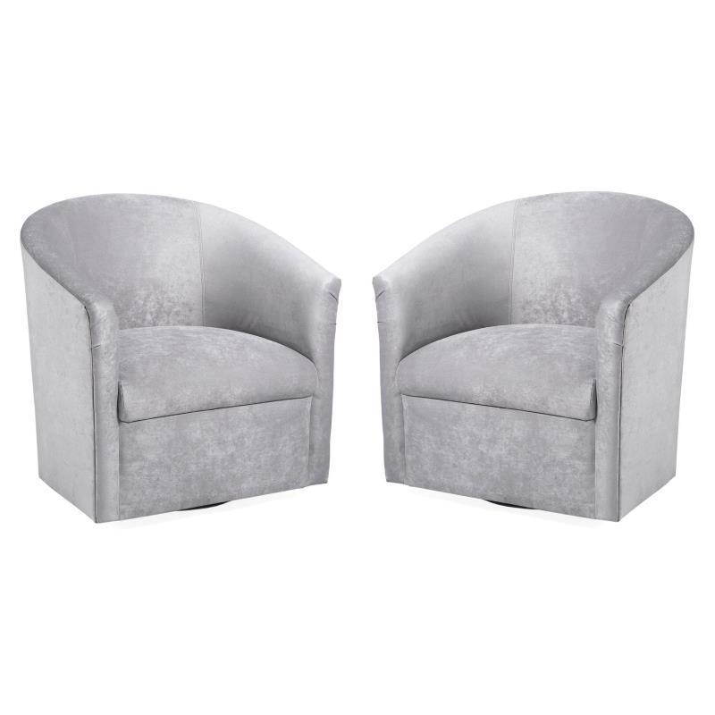 Home Square Microfiber Swivel Accent Chair in Silver Gray - Set of 2