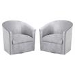 Home Square Microfiber Swivel Accent Chair in Silver Gray - Set of 2