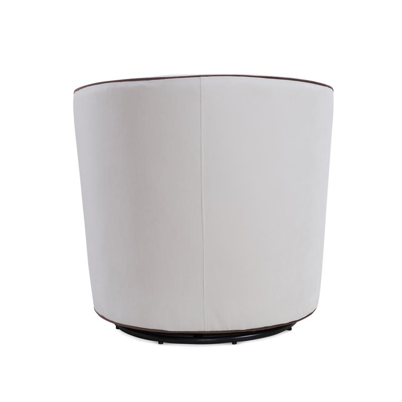 Home Square Velvet Barrel Swivel Chair in Cream and Brown - Set of 2