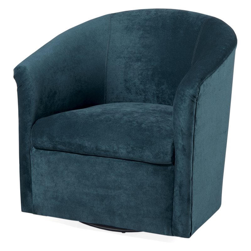 Home Square Microfiber Swivel Accent Chair in Ocean Blue - Set of 2