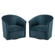 Home Square Microfiber Swivel Accent Chair in Ocean Blue - Set of 2