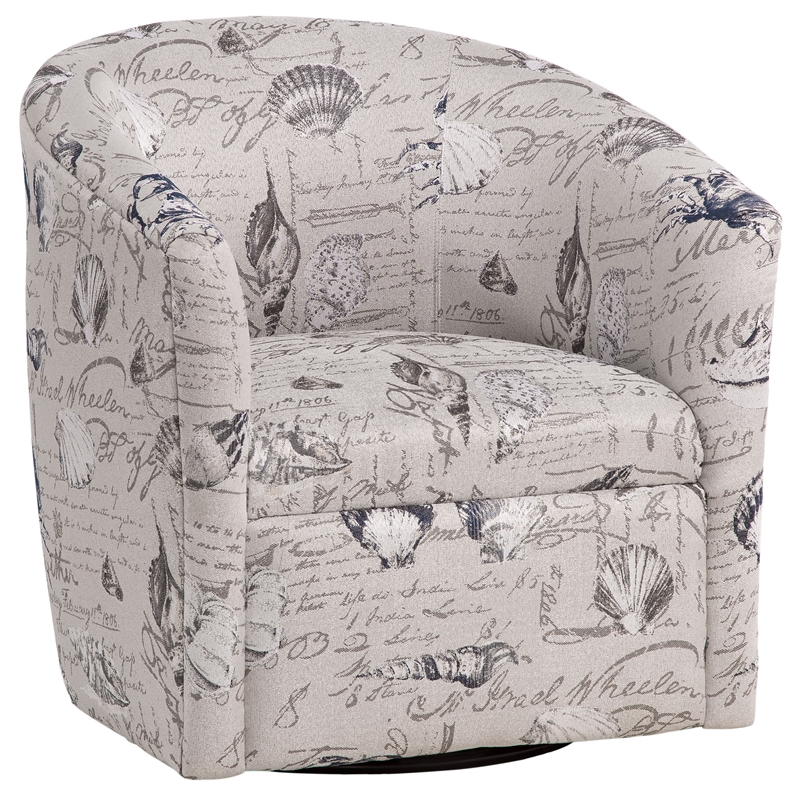 Home Square Coastal Polyester Fabric Swivel Accent Chair in Gray - Set of 2