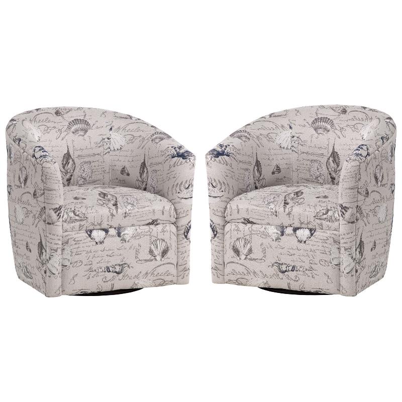 Home Square Coastal Polyester Fabric Swivel Accent Chair in Gray - Set of 2