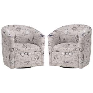 Home Square Coastal Polyester Fabric Swivel Accent Chair in Gray - Set of 2