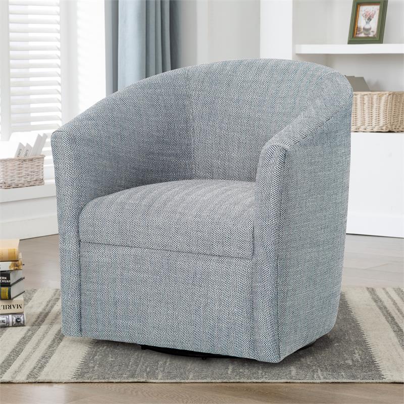 Home Square Polyester Fabric Swivel Accent Chair in Blue - Set of 2