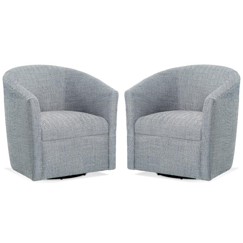 Home Square Polyester Fabric Swivel Accent Chair in Blue - Set of 2