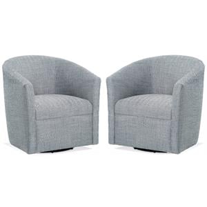 Home Square Polyester Fabric Swivel Accent Chair in Blue - Set of 2
