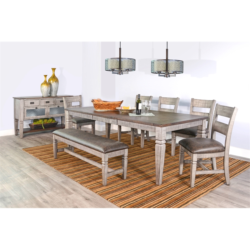 Home Square 7-Piece Set with Dining Table and 6 Ladderback Dining Chairs