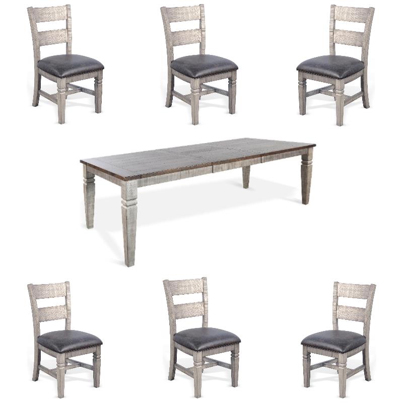 Home Square 7-Piece Set with Dining Table and 6 Ladderback Dining Chairs
