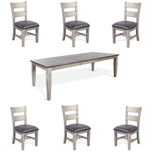 Home Square 7-Piece Set with Dining Table and 6 Ladderback Dining Chairs