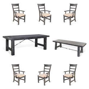 Home Square 8-Piece Set with Extension Table & 6 Side Chairs & Bench