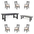 Home Square 8-Piece Set with Extension Table & 6 Side Chairs & Bench