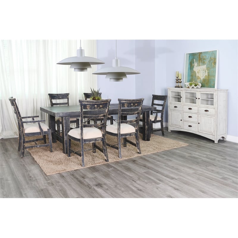 Home Square 6-Piece Set with Dining Table and 4 Ladderback Chairs and Bench