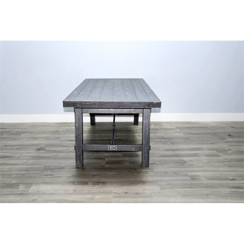 Home Square 7-Piece Set with Dining Table and 6 Ladderback Chairs in Black