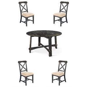 Home Square 5-Piece Set with Dining Table and 4 Dining Chairs in Black
