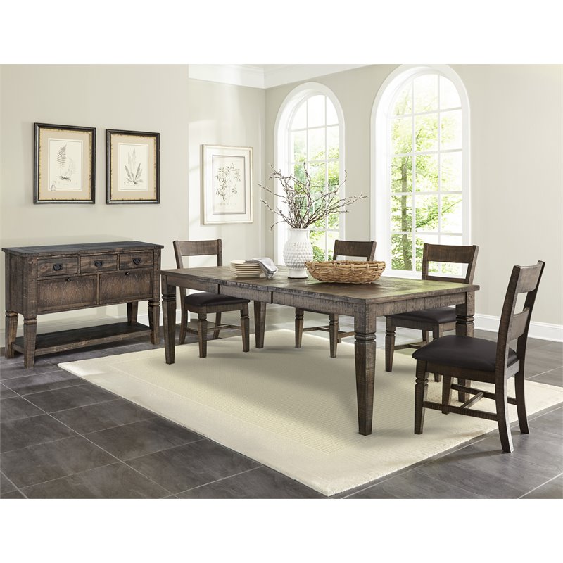 Home Square 10-Piece Set with Dining Table & 8 Ladderback Chairs & Server