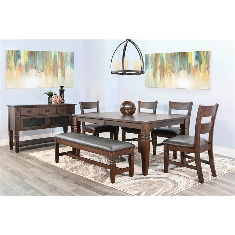 Home Square 10-Piece Set with Dining Table & 8 Ladderback Chairs & Server