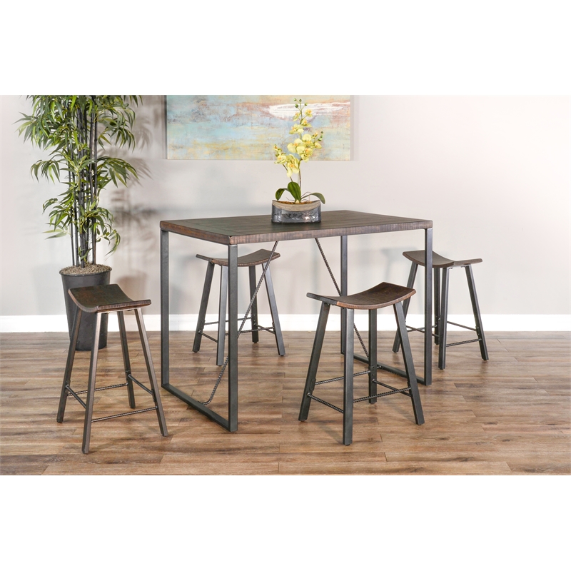 Home Square 5-Piece Set with Dining Table and 4 Counter Height Stools